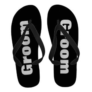 Black & White Groom's Flip Flops