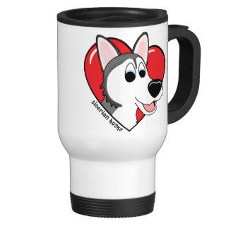Cartoon I Love my Siberian Husky Mug