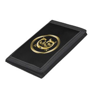 Initial G Letter in Gold Tri fold Wallet