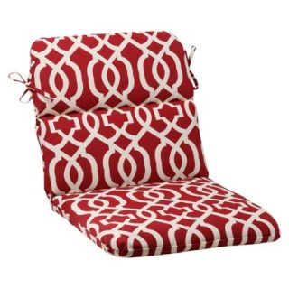 Outdoor Rounded Chair Cushion   Red/White Geometric
