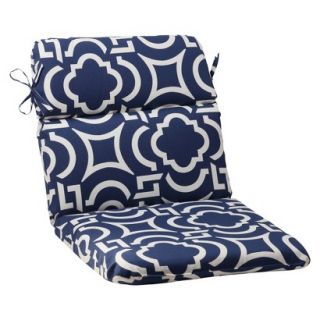 Outdoor Rounded Chair Cushion   Blue/White Geometric
