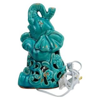 Ceramic Elephant Figural Lamp   Blue