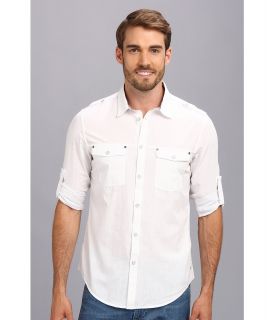 Calvin Klein Jeans L/S Solid Roll Up Mens Long Sleeve Button Up (White)