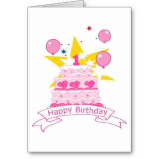 1 Year Old Birthday Cake Greeting Cards
