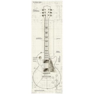 Blueprint Guitar In White Wall Art