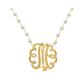 22K Gold Plated Sterling Silver Initial Necklace, Womens
