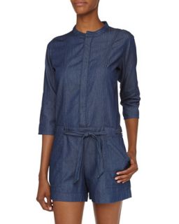 Chambray Belted Jumpsuit, Denim