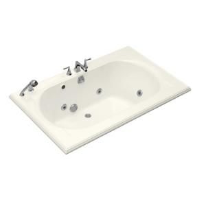 KOHLER Memoirs 5.5 ft. Whirlpool Tub with Heater and Reversible Drain in Biscuit K 1170 H2 96