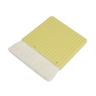 4.3" Wide Light Yellow Plastic Handle Grip White Faux Wool Painting Paintbrush