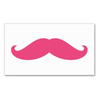 Pink Funny Mustache Blank Business Card Template