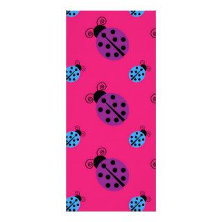 Cute Purple Lady Bugs On A Bright Pink Background Rack Card Design