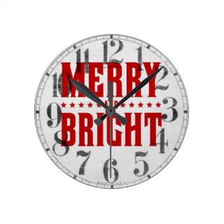 Merry and Bright Letterpress Style No. 507 Wall Clock