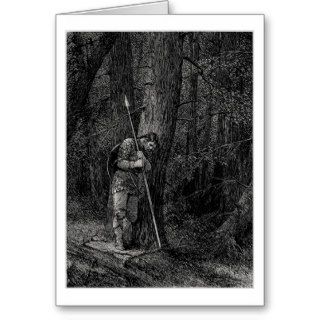 Warrior leaning against a tree greeting card