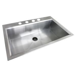 Glacier Bay All in One Dual Mount Stainless Steel 33x22x9 4 Hole Single Bowl Kitchen Sink in Satin Finish QK024