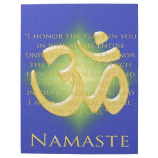 Namaste Definition with Om Symbol   on Blue Jigsaw Puzzle