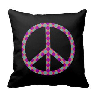 Retro Colorful Peace Sign 60s Hippy Pillow
