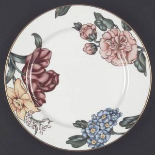Fitz & Floyd Bariolage Des Fleurs (White Background) Dinner Plate, Fine China Di