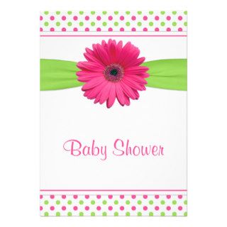 Pink Green Polka Dot Baby Shower Invitation