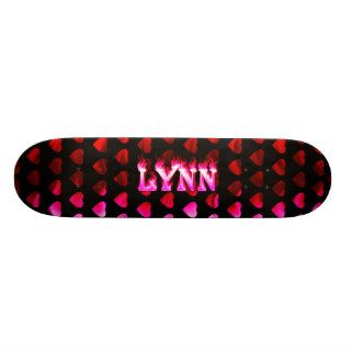 Lynn skateboard pink fire and flames design.