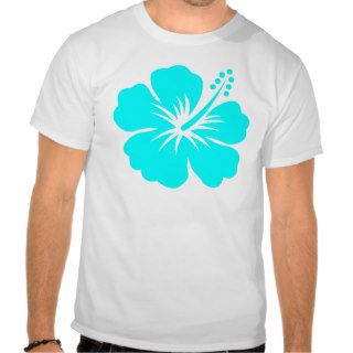 Aqua hibiscus flower design tee shirts