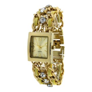Womens Texture Band Watch, Yellow/Gold