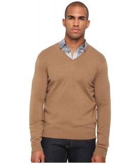 Vince Cashmere Long Sleeve Basic V Neck Mens Sweater (Beige)