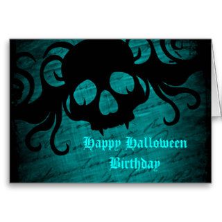 Gothic fantasy skull Halloween birthday Greeting Cards