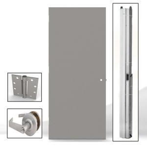 L.I.F Industries 36 in. x 84 in. Flush Gray Entrance Right Hand Fire Proof Door Unit with Knockdown Frame UKE3684R