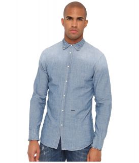 DSQUARED2 Wired Metal Collar Button Up Mens Long Sleeve Button Up (Blue)