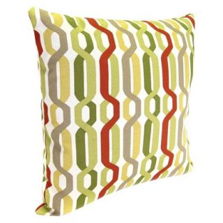 Outdoor Square Toss Pillow   Red/Green Geometric