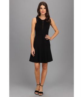 Rebecca Taylor Sleeveless Lace Ponte Dress Womens Dress (Black)