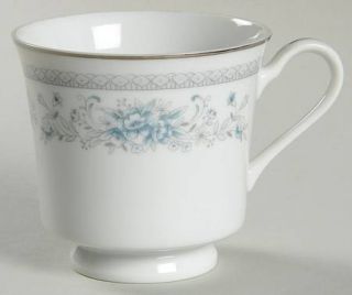 Salem Bridal Bouquet Footed Cup, Fine China Dinnerware   Blue/Gray Floral, Plati