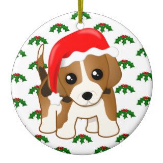 Kawaii Cute Christmas Beagle Puppy Dog Cartoon Christmas Ornaments