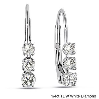 Miadora 14k White Gold 1/4ct TDW Diamond Leverback Earrings Miadora Diamond Earrings