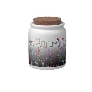 Colorful musical notes on grey background candy jar