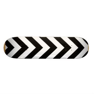 Black and white  Zigzag Chevron Pattern Custom Skate Board