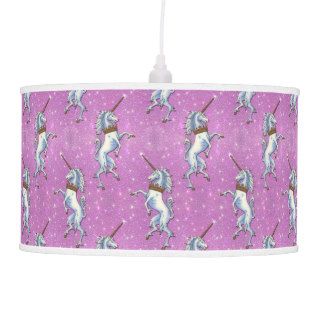 Unicorn Pink Faux Glitter Hanging Lamps