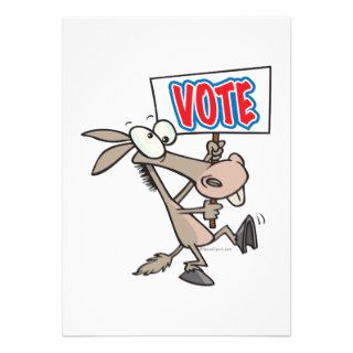 funny vote democrat donkey cartoon personalized invites