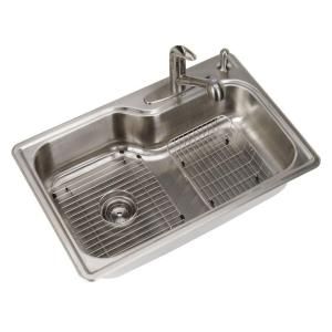 Glacier Bay All in One Top Mount Stainless Steel 33x22x8 4 Hole Single Bowl Kitchen Sink SM1071