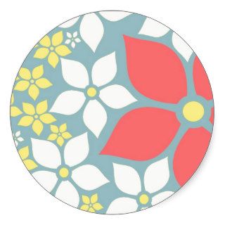 Blue Garden, Floral design, Template Product Round Sticker