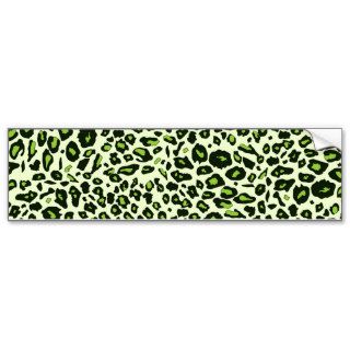 Green leopard print bumper sticker