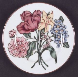 Fitz & Floyd Bariolage Des Fleurs (White Background) Accent Salad Plate, Fine Ch