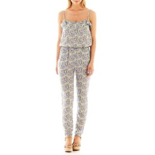 Mng By Mango Floral Jumpsuit, Blue, Womens