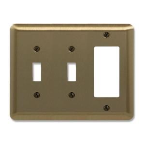 Amerelle 2 Toggle and 1 Decorator Steel Wall Plate   Brushed Brass SB154TTR