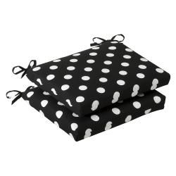 Pillow Perfect Outdoor Black/ White Polka Dot Squared Seat Cushions (set Of 2)