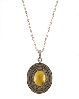 Cavalier Two Tone Large Oval Pendant Necklace