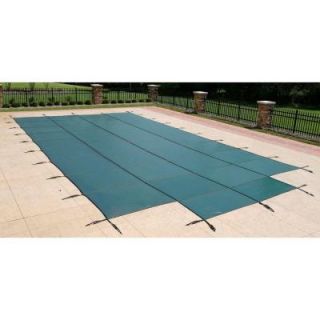 Dirt Defender 16 ft. x 32 ft. Rectangular Green In Ground Pool Safety Cover with 4 ft. x 8 ft. Center Step BWS335G