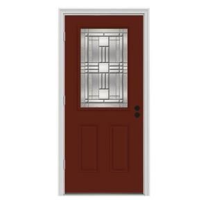 JELD WEN Cordova 1/2 Lite Painted Steel Entry Door with Brickmold THDJW186800163