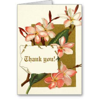 Vintage pink oleander flowers wedding Thank You Card