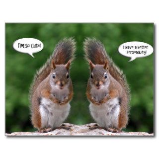 Happy Twins Day, Red Squirrel Humor, Cute and Pers Postcard